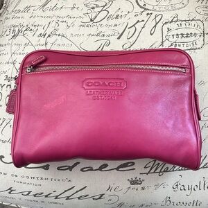 VINTAGE COACH 1941 BAG RARE PINK FUSHIA CLUTCH LEATHER PURSE COSMETIC POUCH